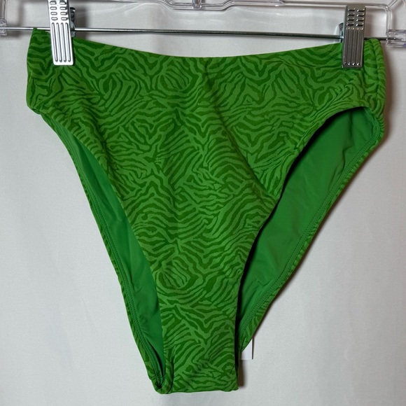 Andie Swim The 90s High Waisted Bikini Bottom Jacquard Holly Green XS - Picture 1 of 7